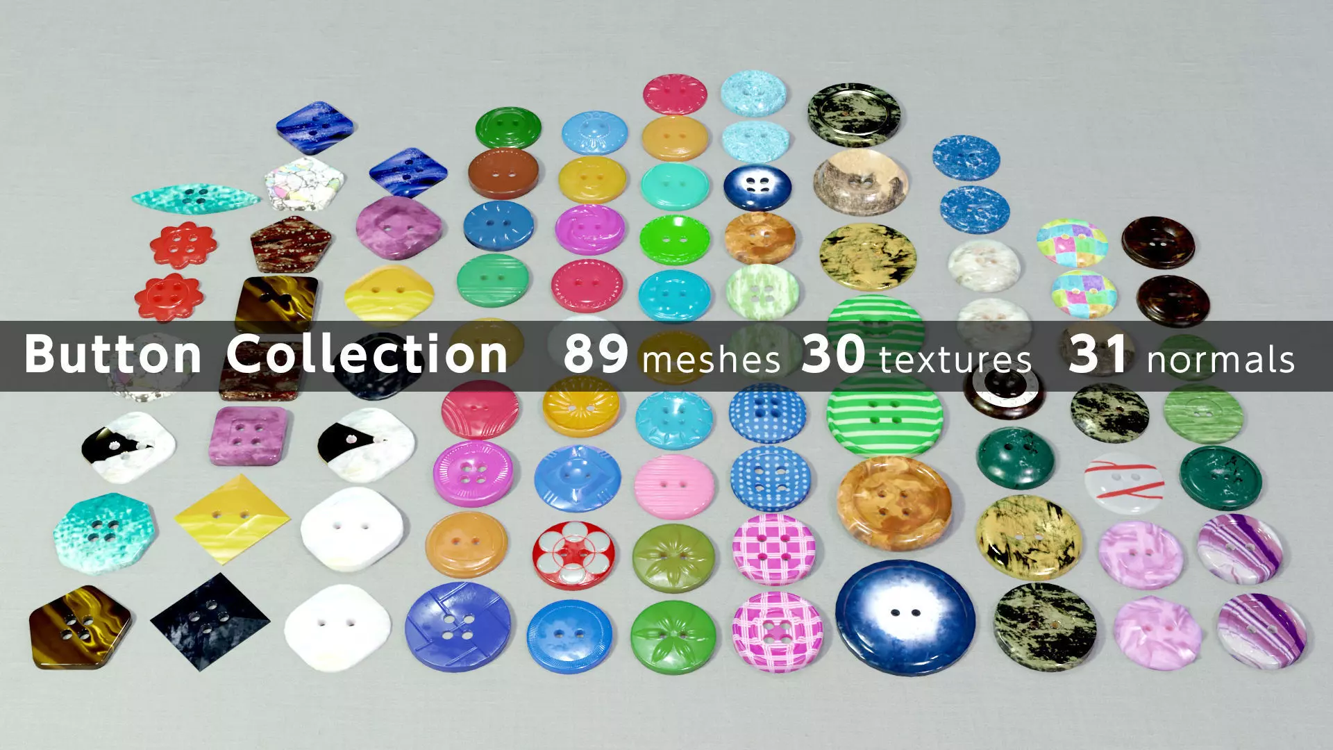 Button Collection buttons Low-poly 3D model_0