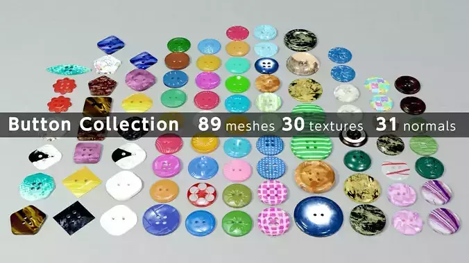 Button Collection buttons Low-poly 3D model