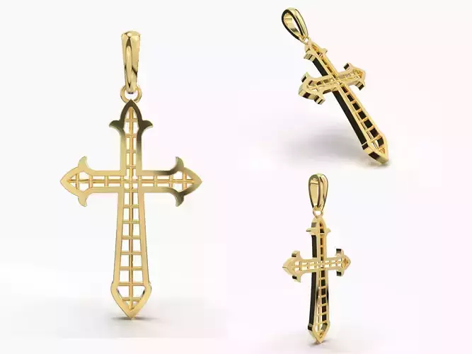JESUS CROSS GOLD PENDANT 3D print model