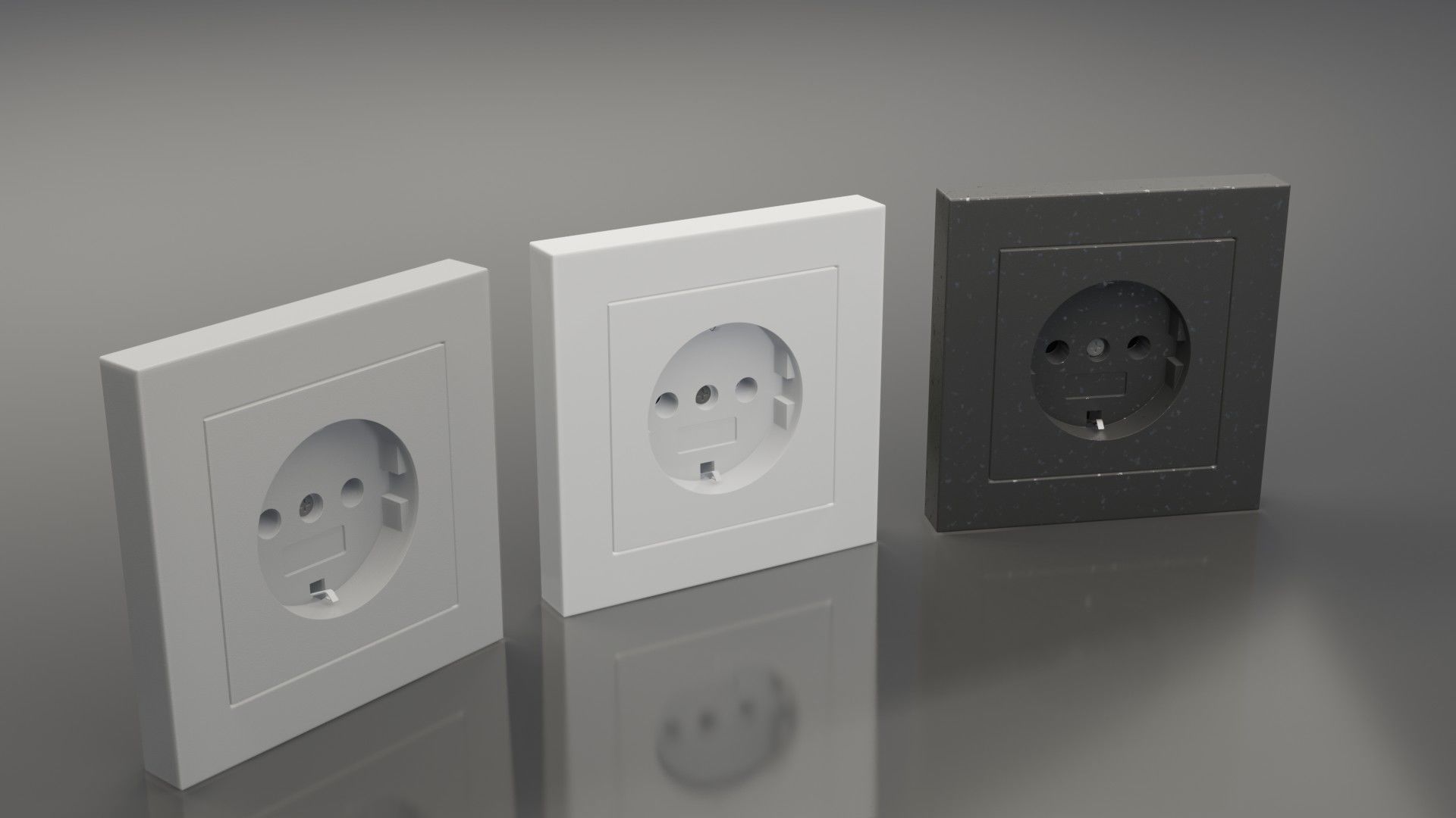 Plug Socket Europe Low-poly 3D model_3