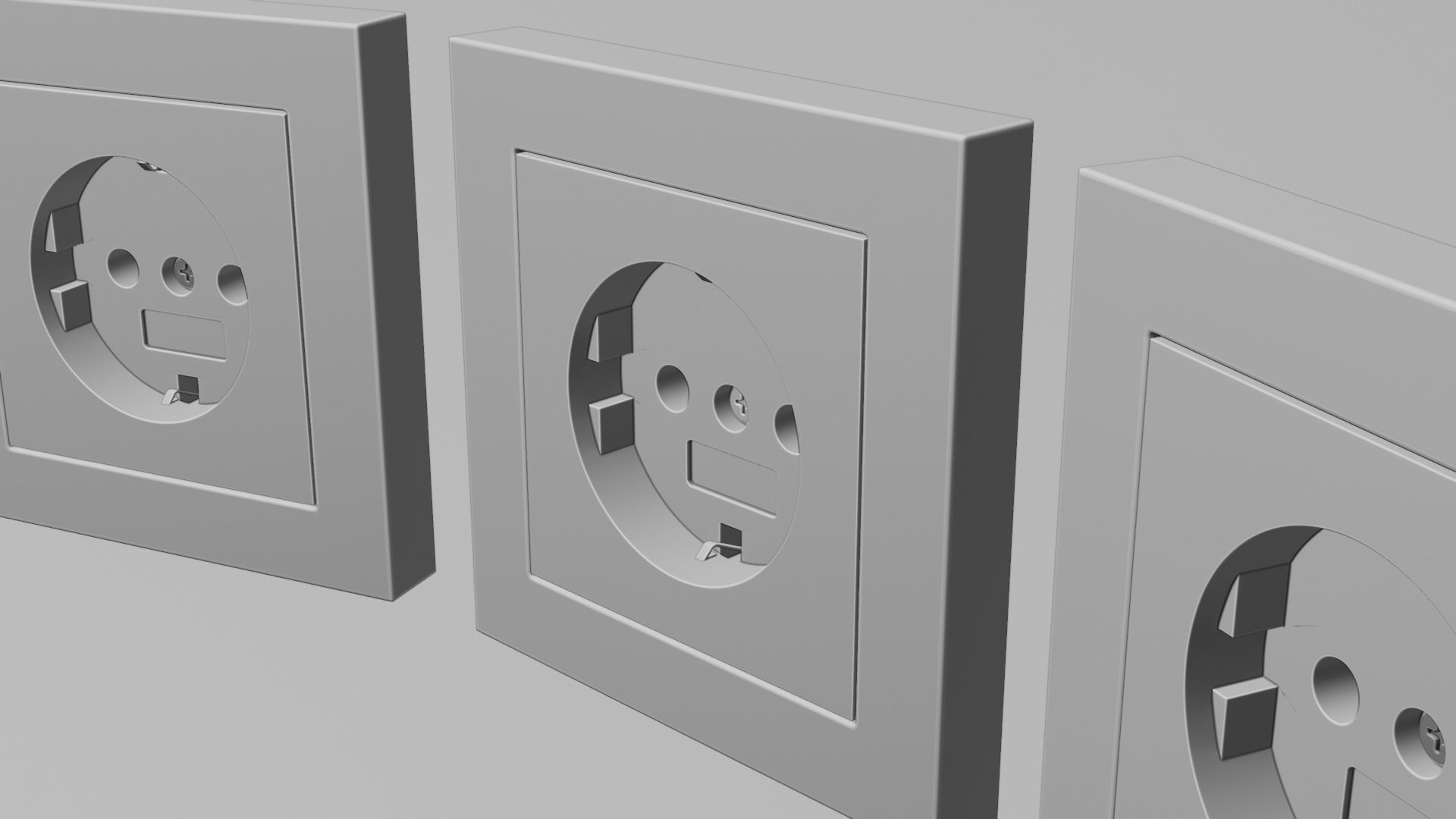 Plug Socket Europe Low-poly 3D model_8