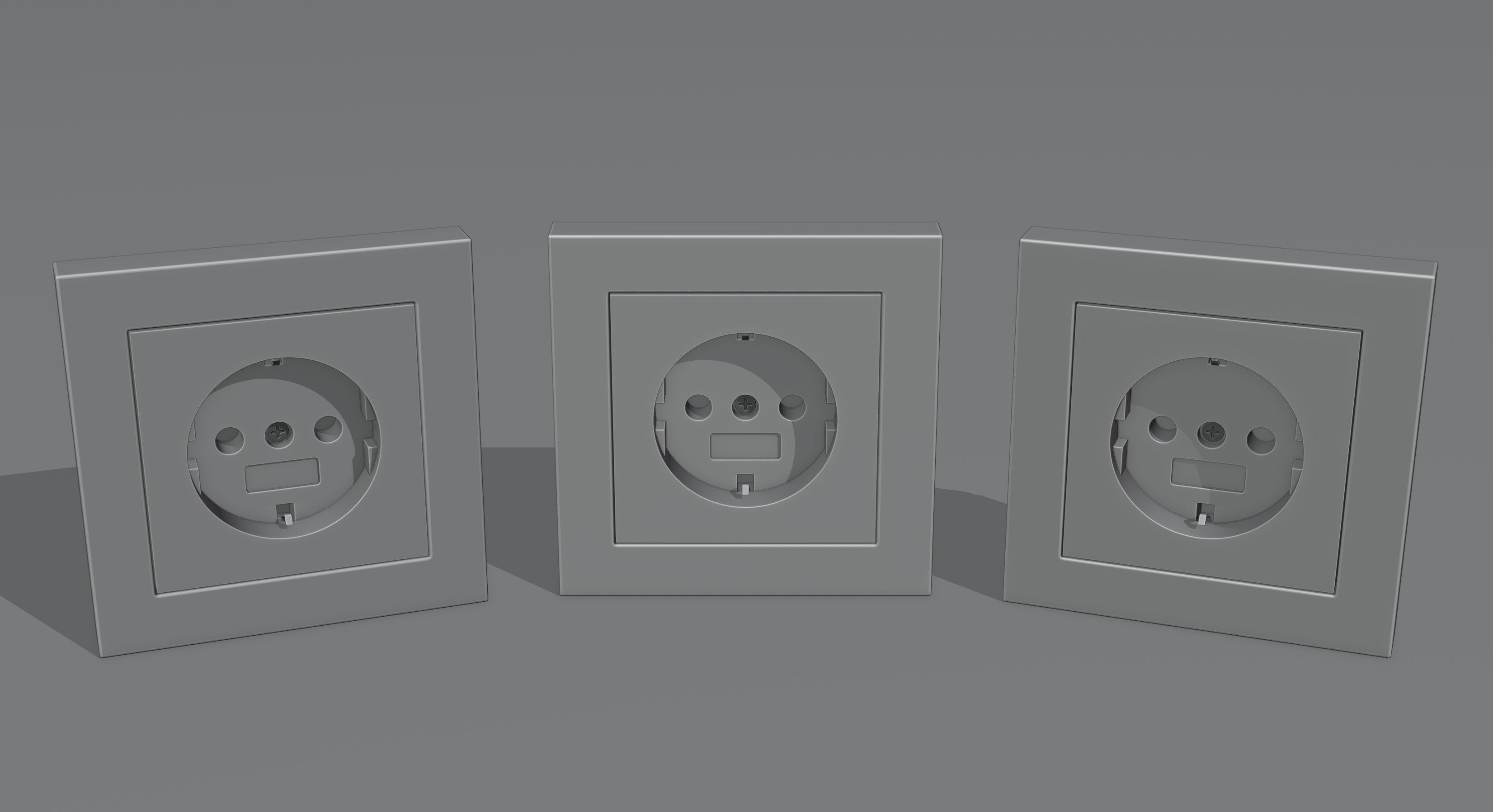 Plug Socket Europe Low-poly 3D model_1