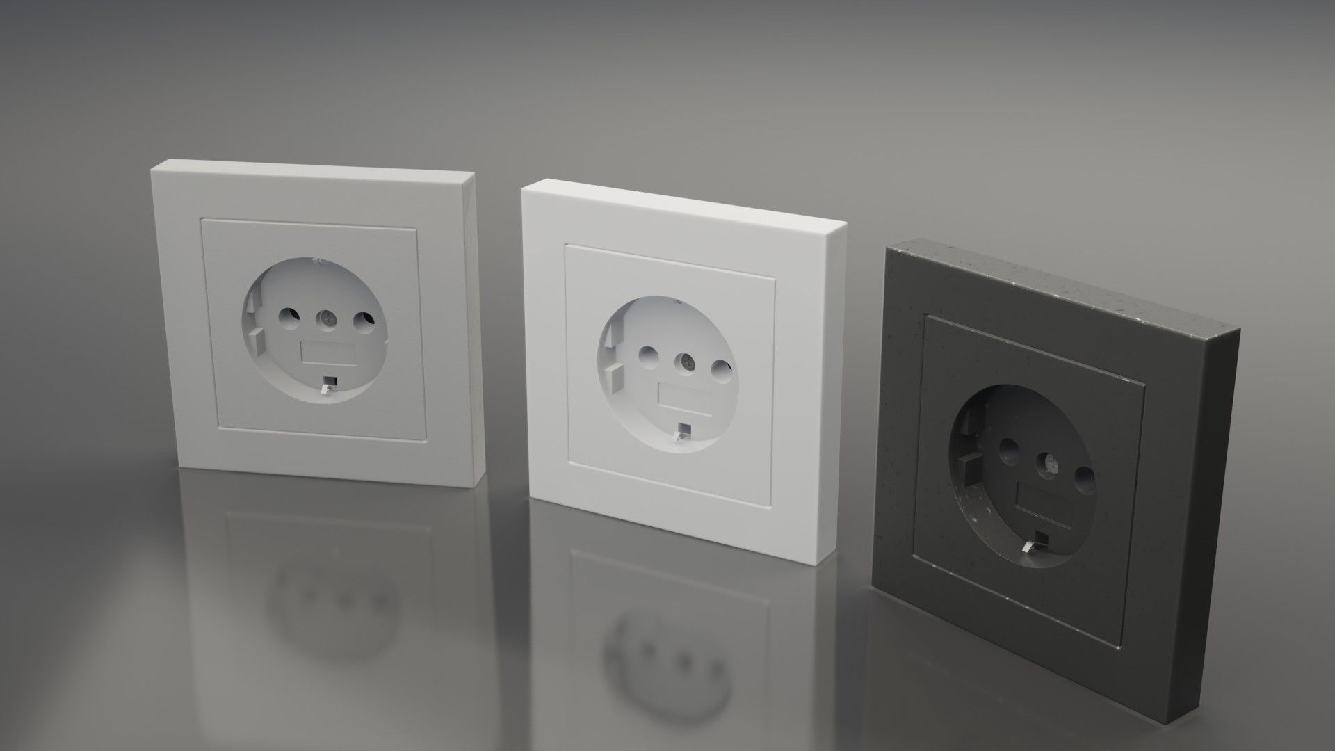 Plug Socket Europe Low-poly 3D model_4