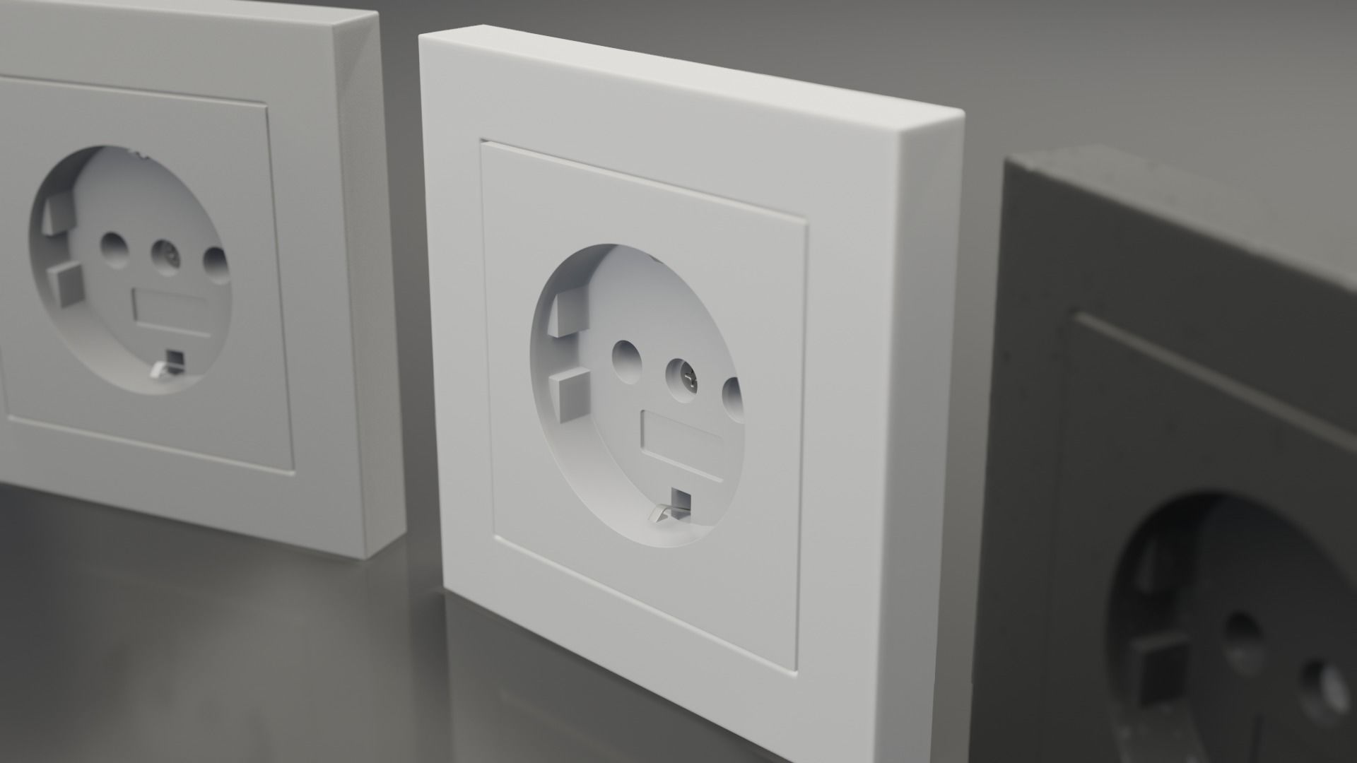 Plug Socket Europe Low-poly 3D model_7