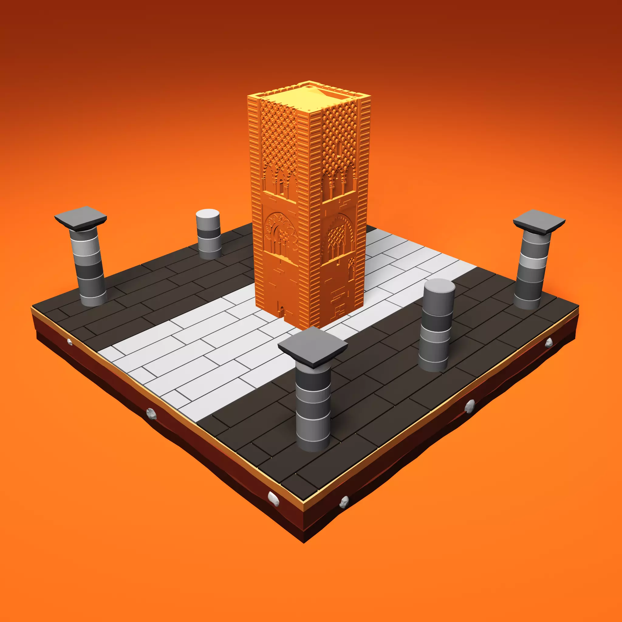 Tower Hassan Lowpoly Rabat Low-poly 3D model