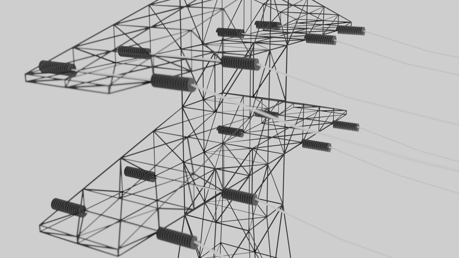 Metallic Electricity Utility Pylon Low-poly 3D model_5