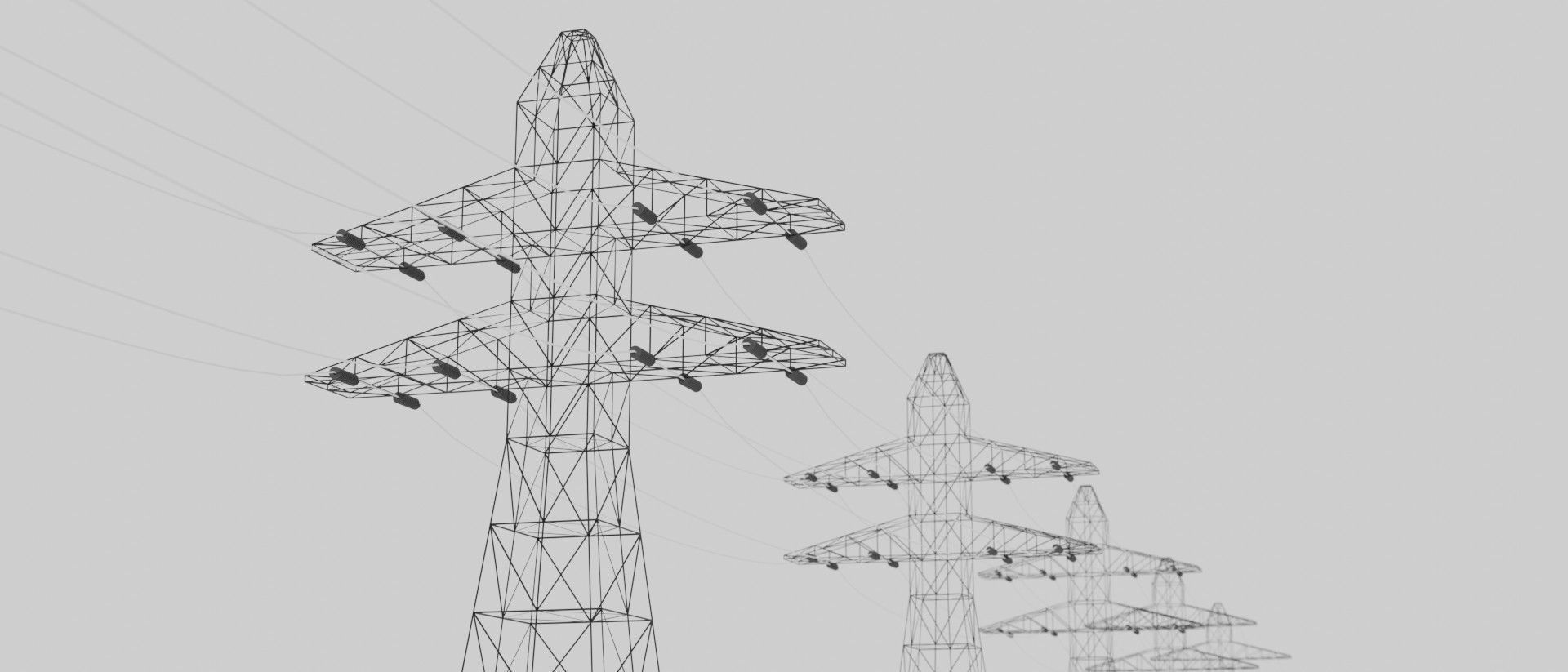 Metallic Electricity Utility Pylon Low-poly 3D model_4