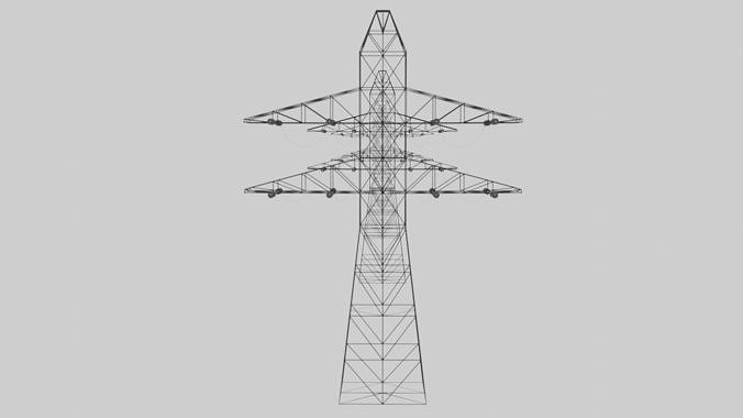 Metallic Electricity Utility Pylon Low-poly 3D model