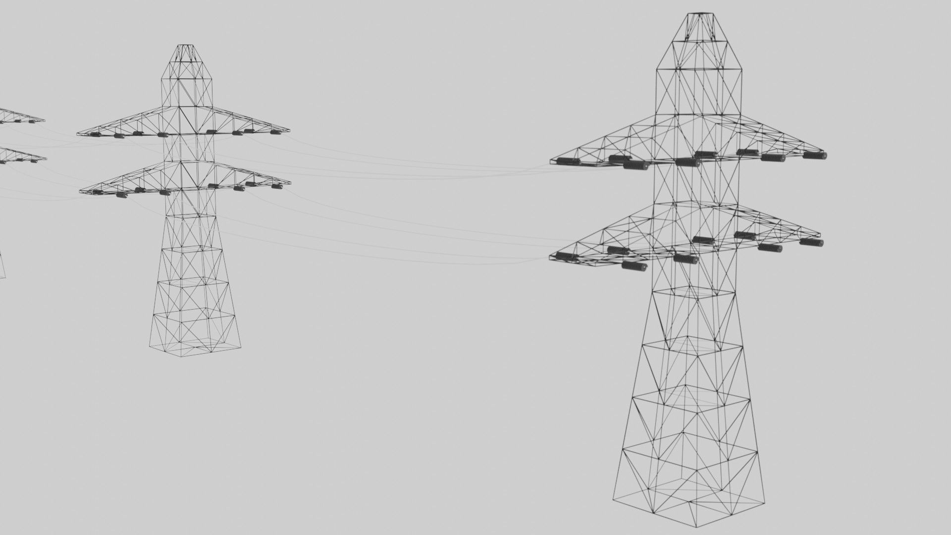Metallic Electricity Utility Pylon Low-poly 3D model_1