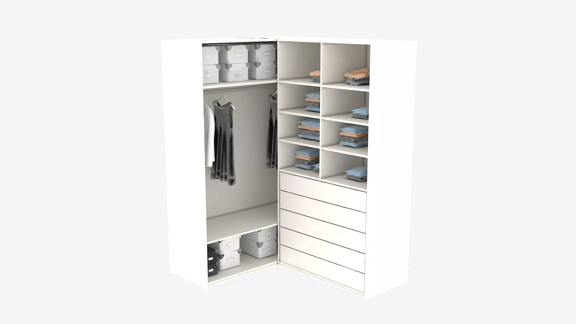 Cabinet L corner wardrobe Free 3D model