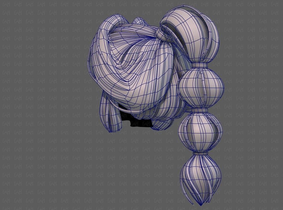 3D Hair style for girl V88 Low-poly 3D model_14