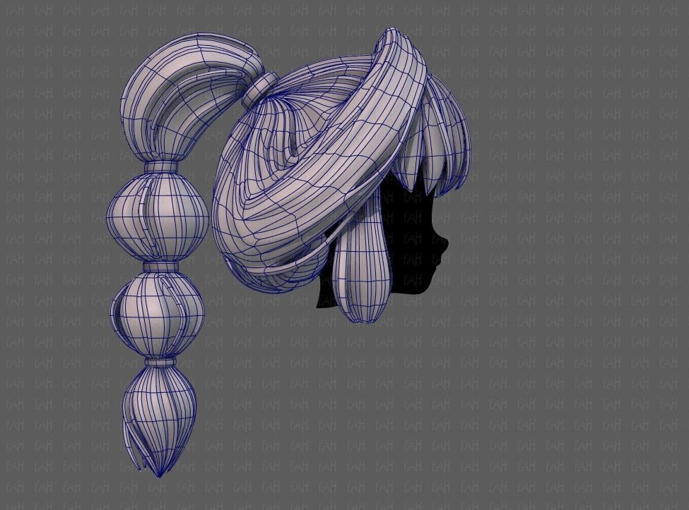 3D Hair style for girl V88 Low-poly 3D model_11