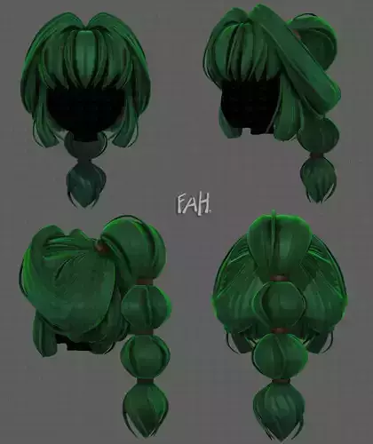 3D Hair style for girl V88 Low-poly 3D model