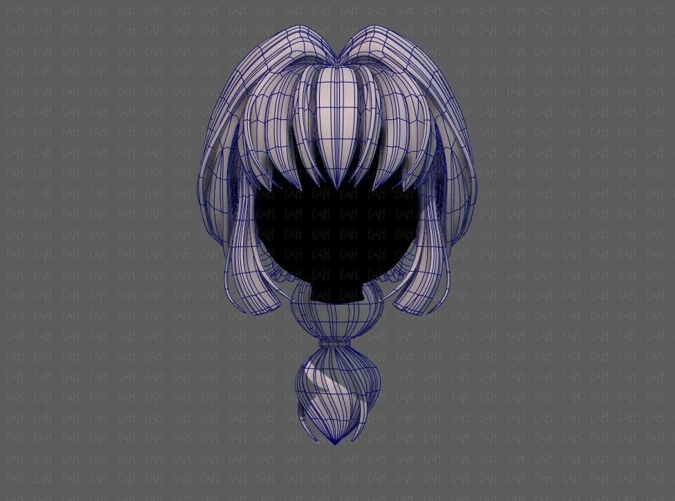 3D Hair style for girl V88 Low-poly 3D model_9
