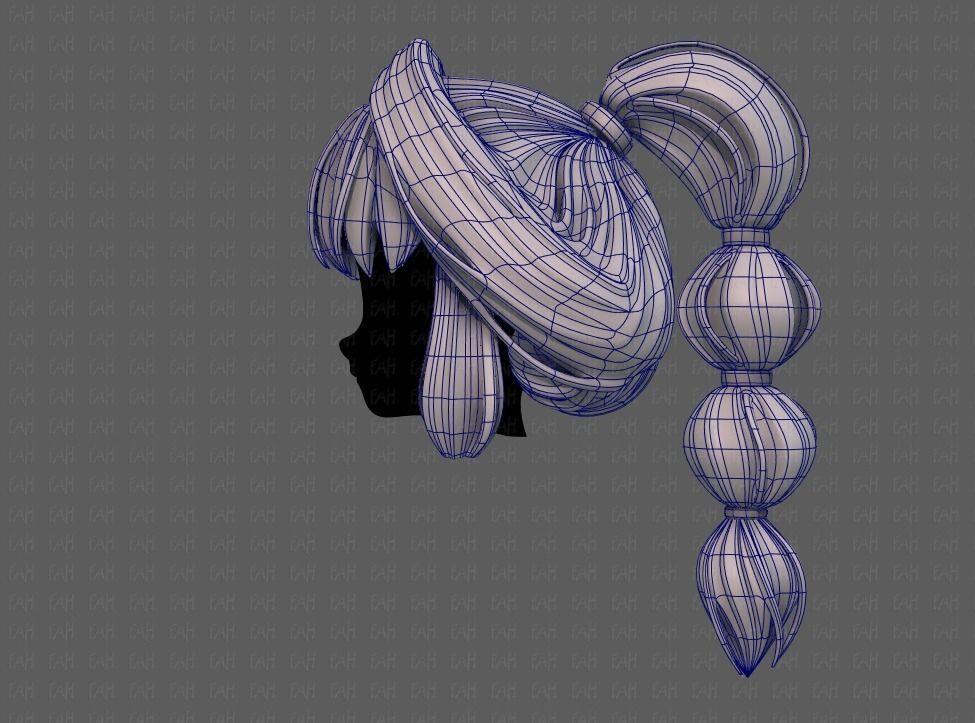 3D Hair style for girl V88 Low-poly 3D model_15