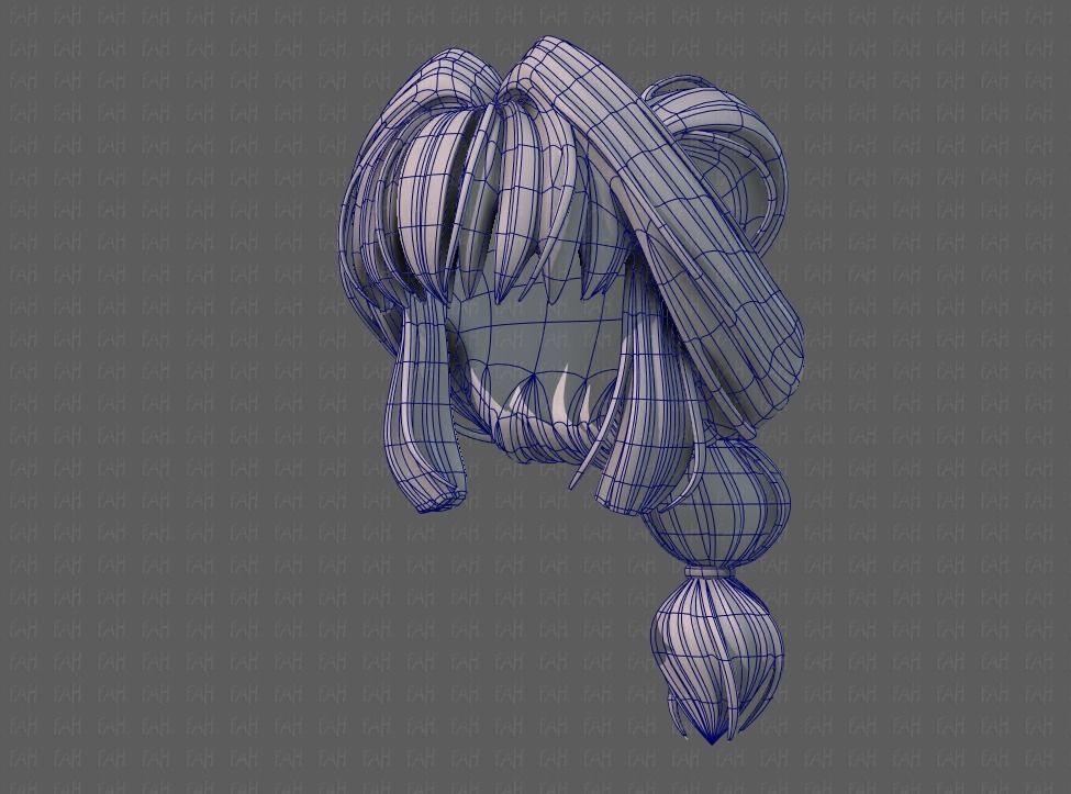 3D Hair style for girl V88 Low-poly 3D model_38