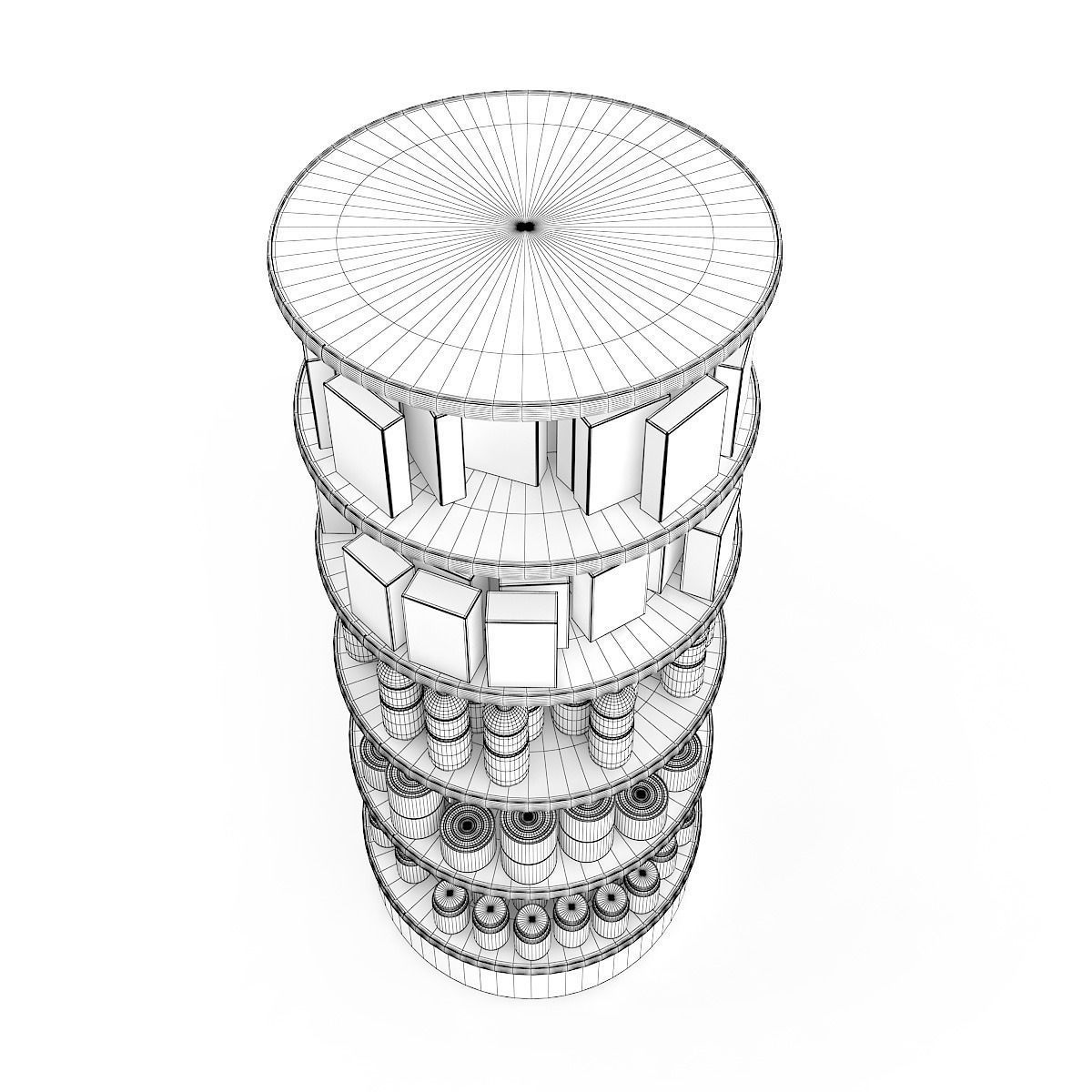 Round Market Shelf 3D model_5