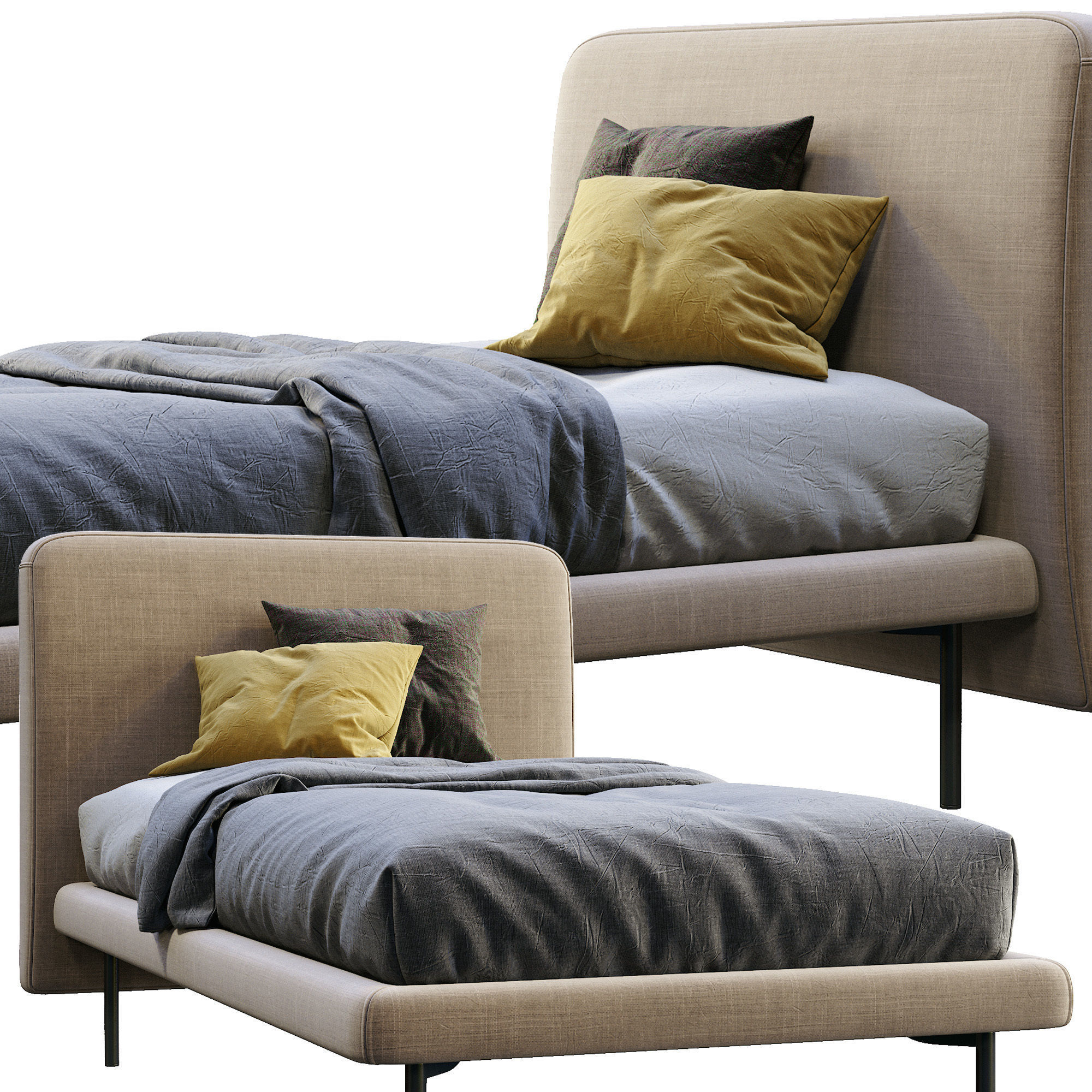 Feel Single Bed By Bolzan 3D model_3