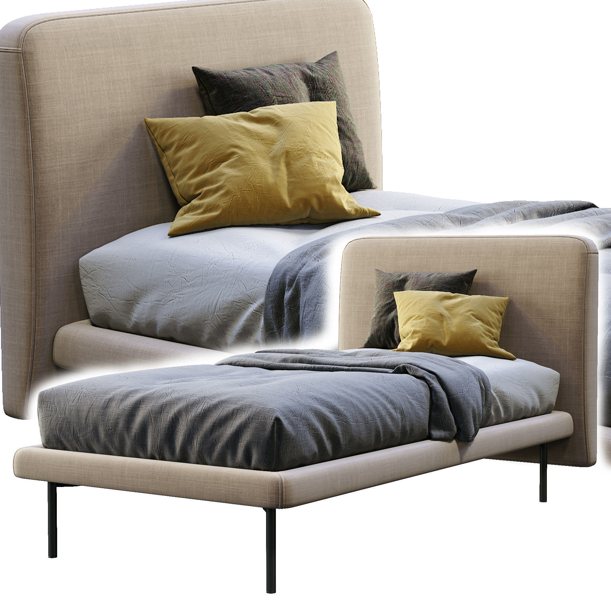 Feel Single Bed By Bolzan 3D model_1