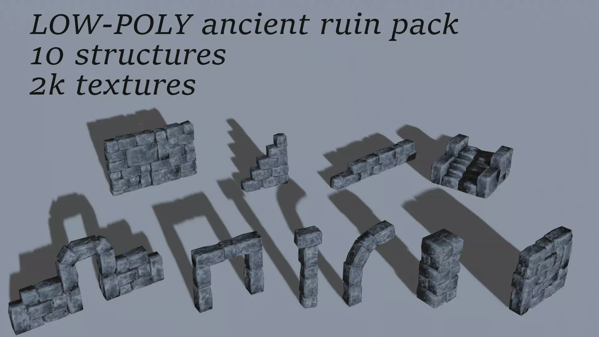 Low-poly ancient ruin pack Low-poly 3D model_0
