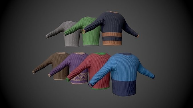 Colored Sweaters Low-poly 3D model