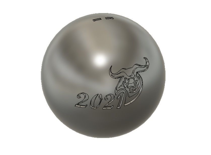 Bull 2021 Christmas Ball 3D print model on both sides Tree toy 3D print model_1