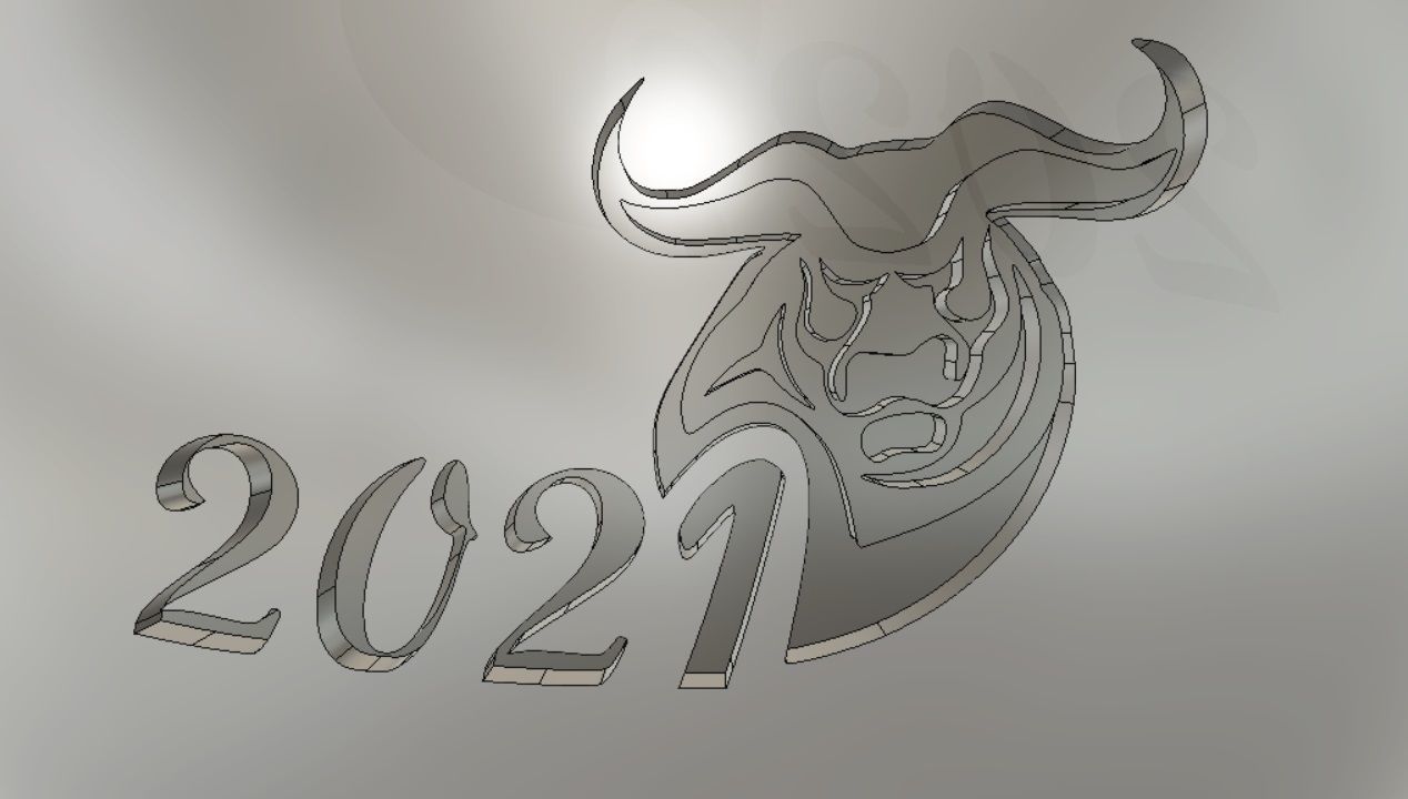 Bull 2021 Christmas Ball 3D print model on both sides Tree toy 3D print model_2