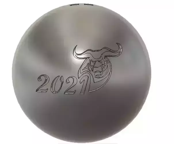 Bull 2021 Christmas Ball 3D print model on both sides Tree toy 3D print model