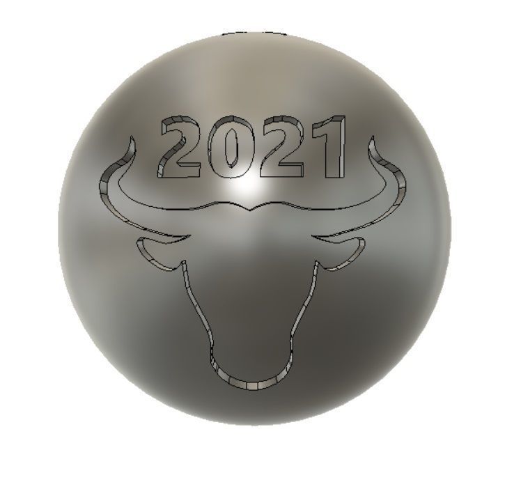 Bull 2021Christmas Ball had on both sides Tree toy 3D print 3D print model_1