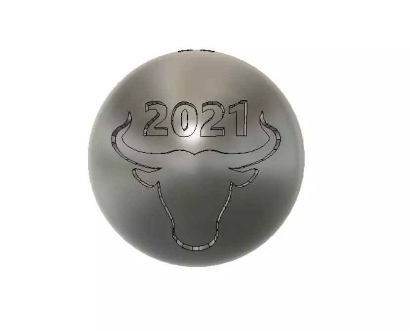 Bull 2021Christmas Ball had on both sides Tree toy 3D print 3D print model_0