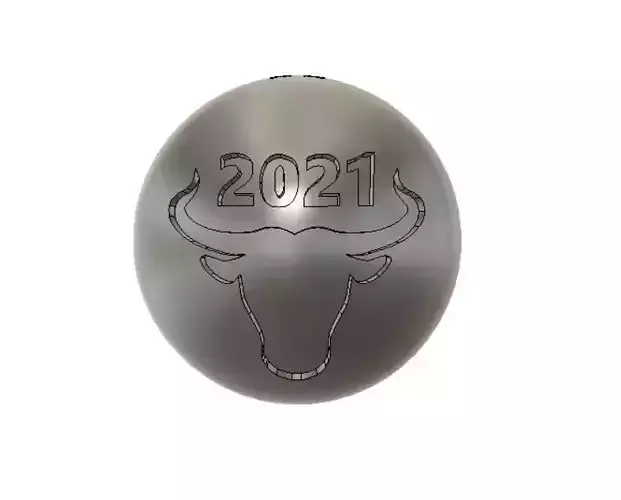 Bull 2021Christmas Ball had on both sides Tree toy 3D print 3D print model