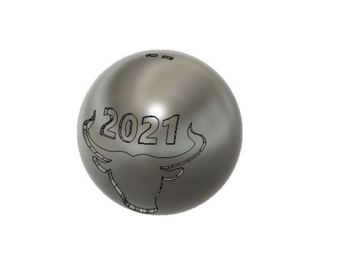 Bull 2021Christmas Ball had on both sides Tree toy 3D print 3D print model_2