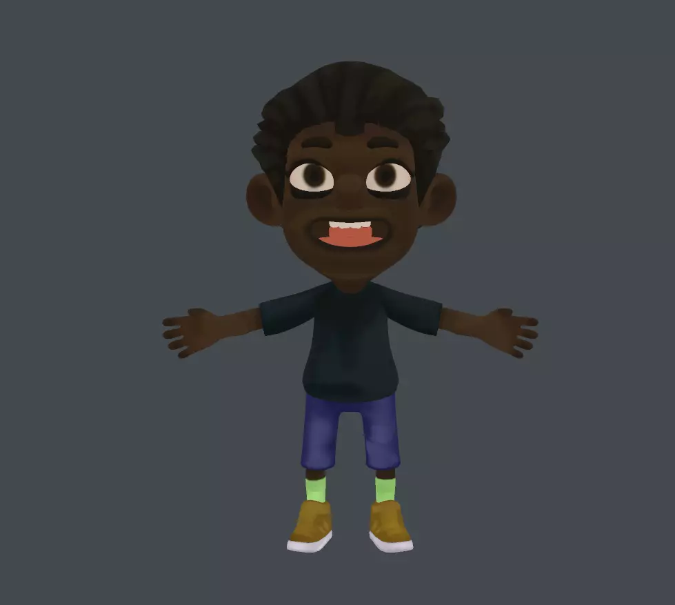 Hand-Painted Boy Character Model 3D model_0