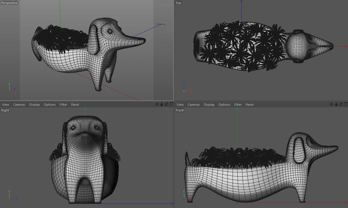 bowl with flowers 3D model_2