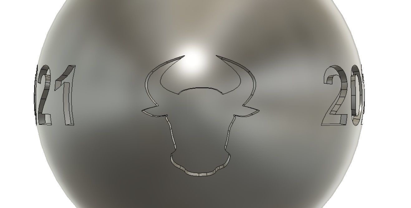 Bull 2021 Christmas Ball one side had tree toy 3D print model 3D print model_5