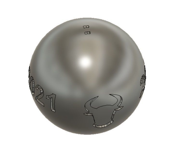 Bull 2021 Christmas Ball one side had tree toy 3D print model 3D print model_4