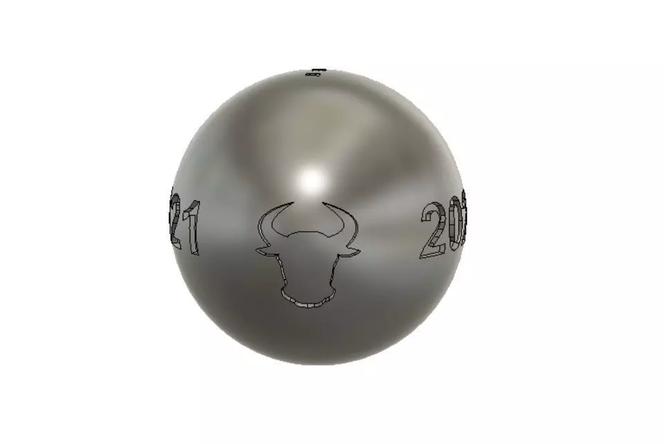 Bull 2021 Christmas Ball one side had tree toy 3D print model 3D print model_0