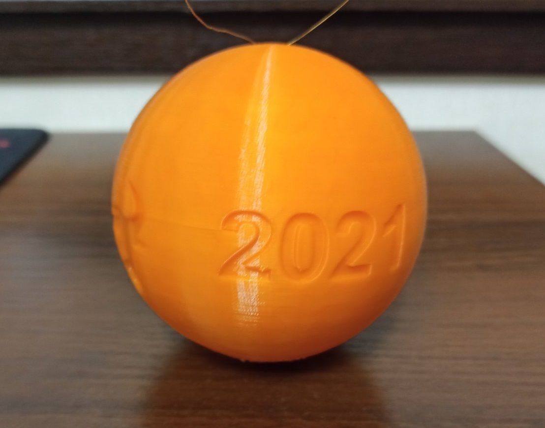 Bull 2021 Christmas Ball one side had tree toy 3D print model 3D print model_3