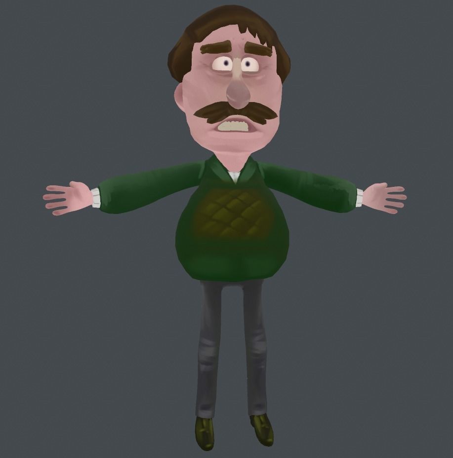 Shy Man - Hand-Painted Textures Low-poly 3D model_1