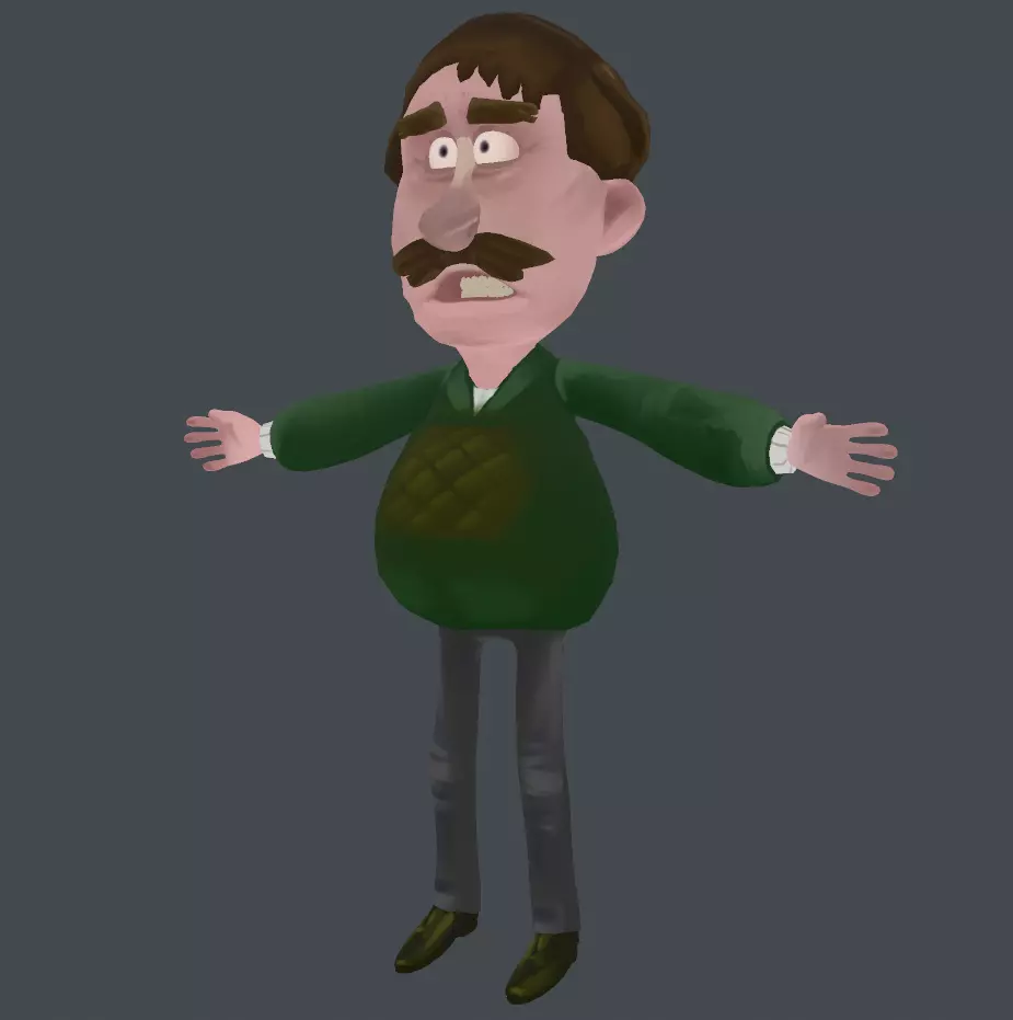 Shy Man - Hand-Painted Textures Low-poly 3D model_0