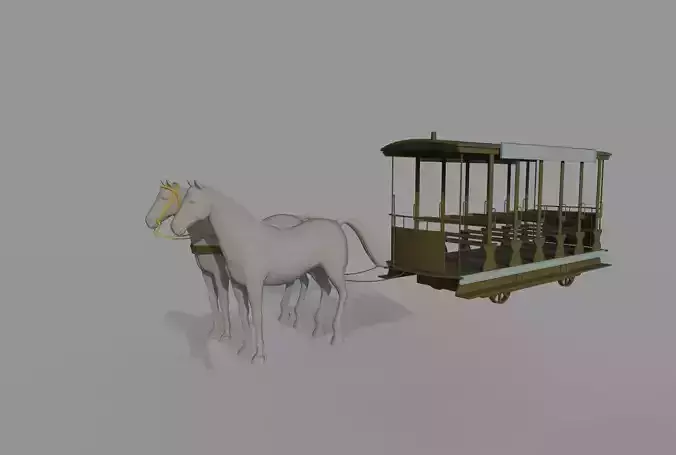  horse drawn cart Low-poly 3D model
