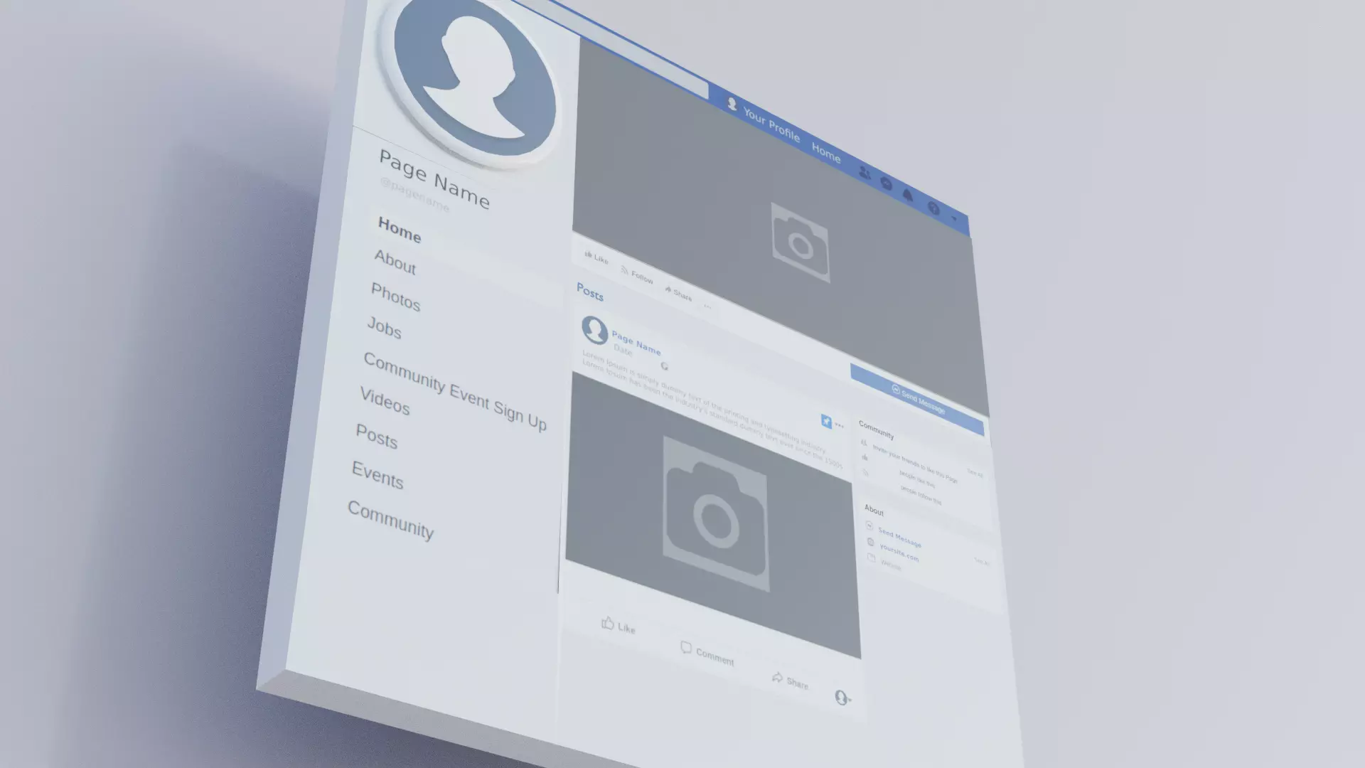 Facebook Page Animation Template Low-poly 3D model_0