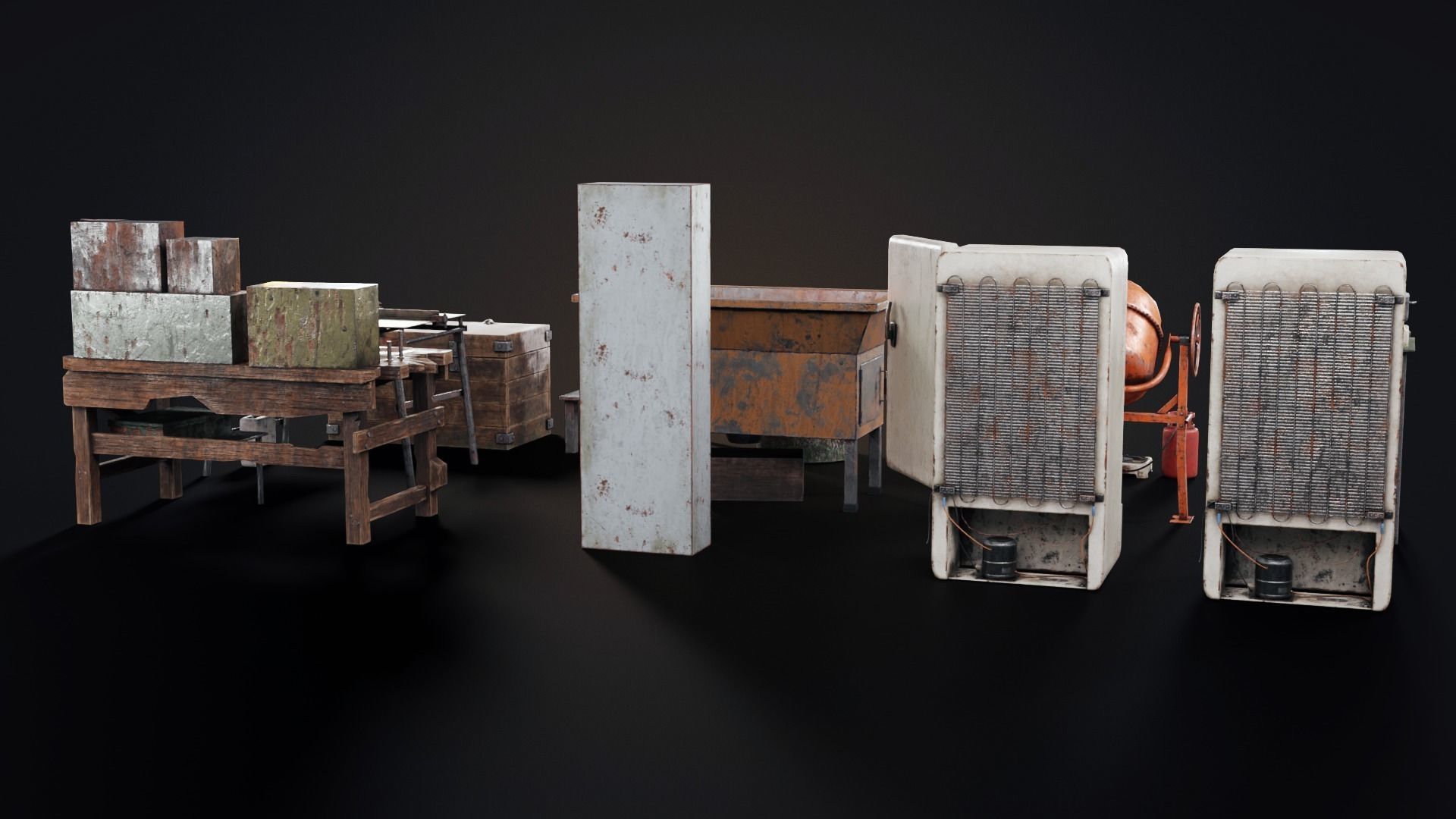 Set of workbenches and tools Low-poly 3D model_19