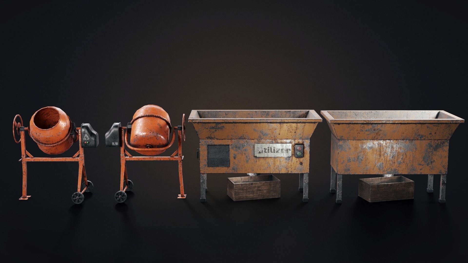 Set of workbenches and tools Low-poly 3D model_13