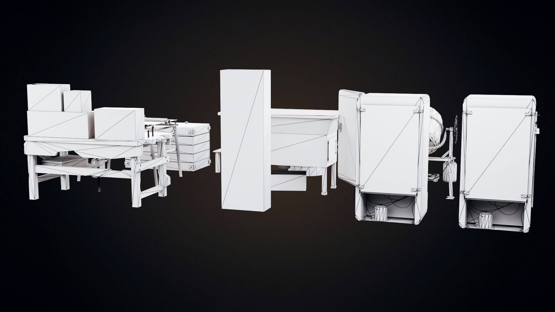 Set of workbenches and tools Low-poly 3D model_21