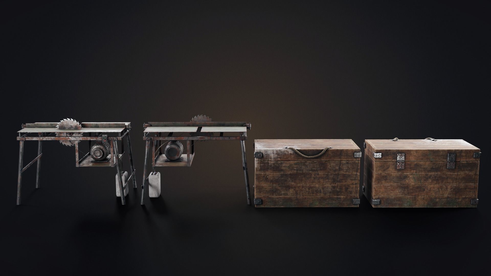 Set of workbenches and tools Low-poly 3D model_14