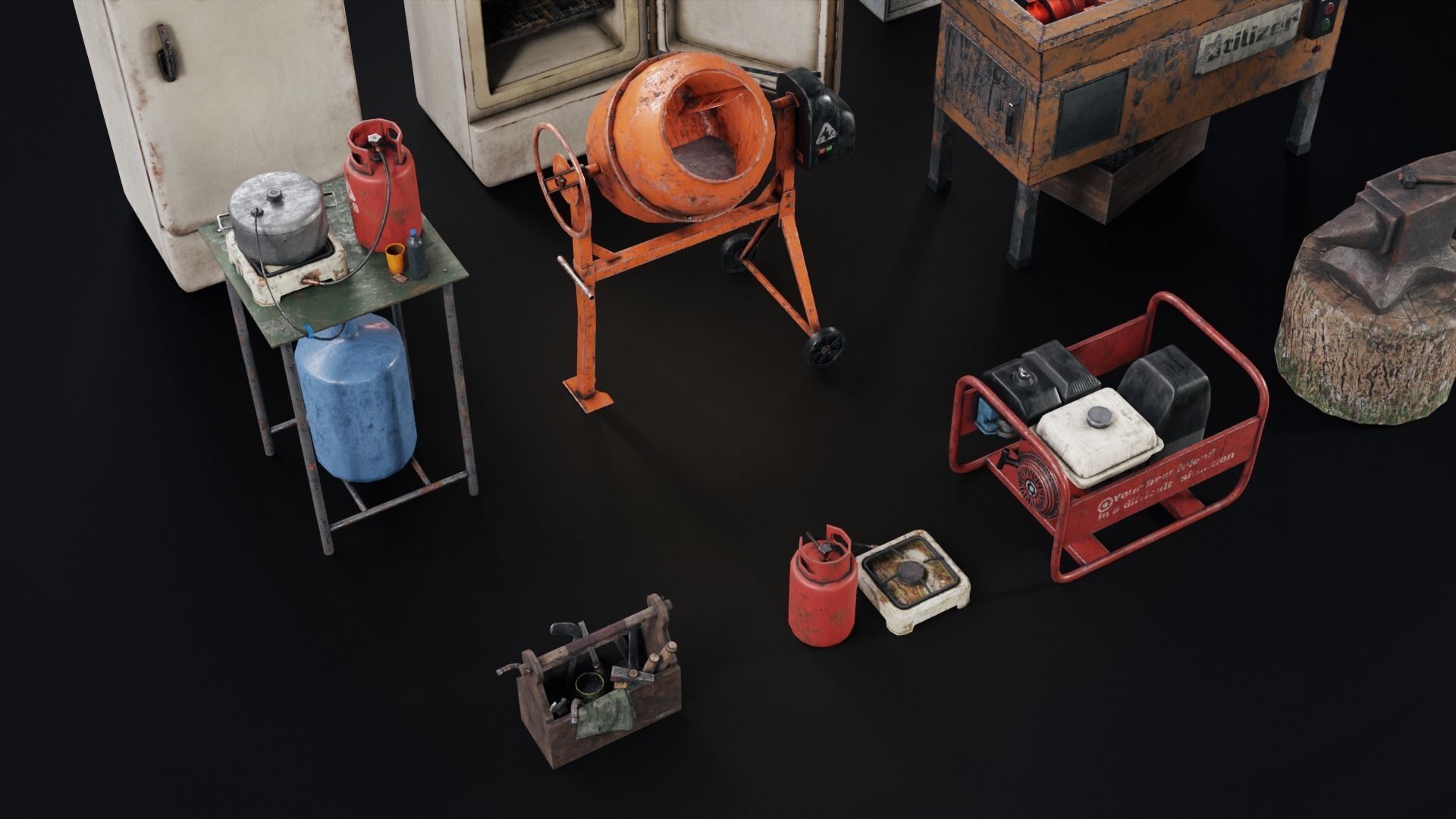 Set of workbenches and tools Low-poly 3D model_17