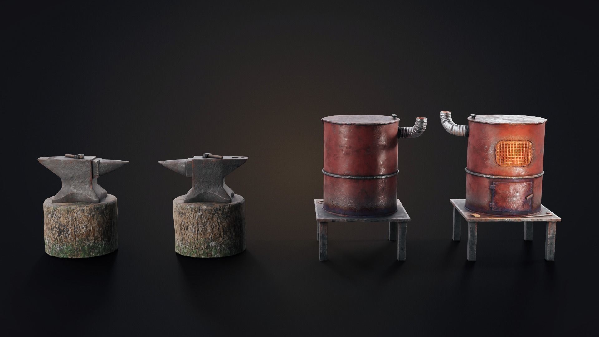 Set of workbenches and tools Low-poly 3D model_15