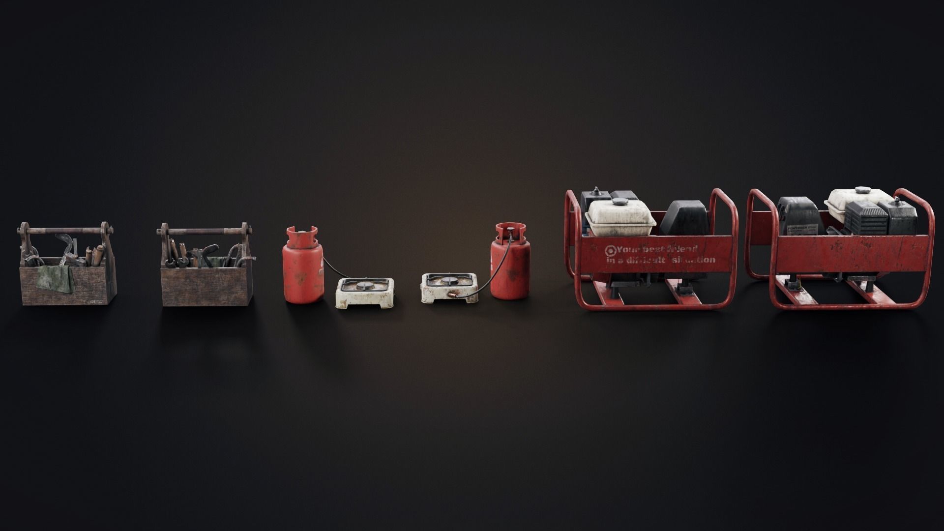 Set of workbenches and tools Low-poly 3D model_16