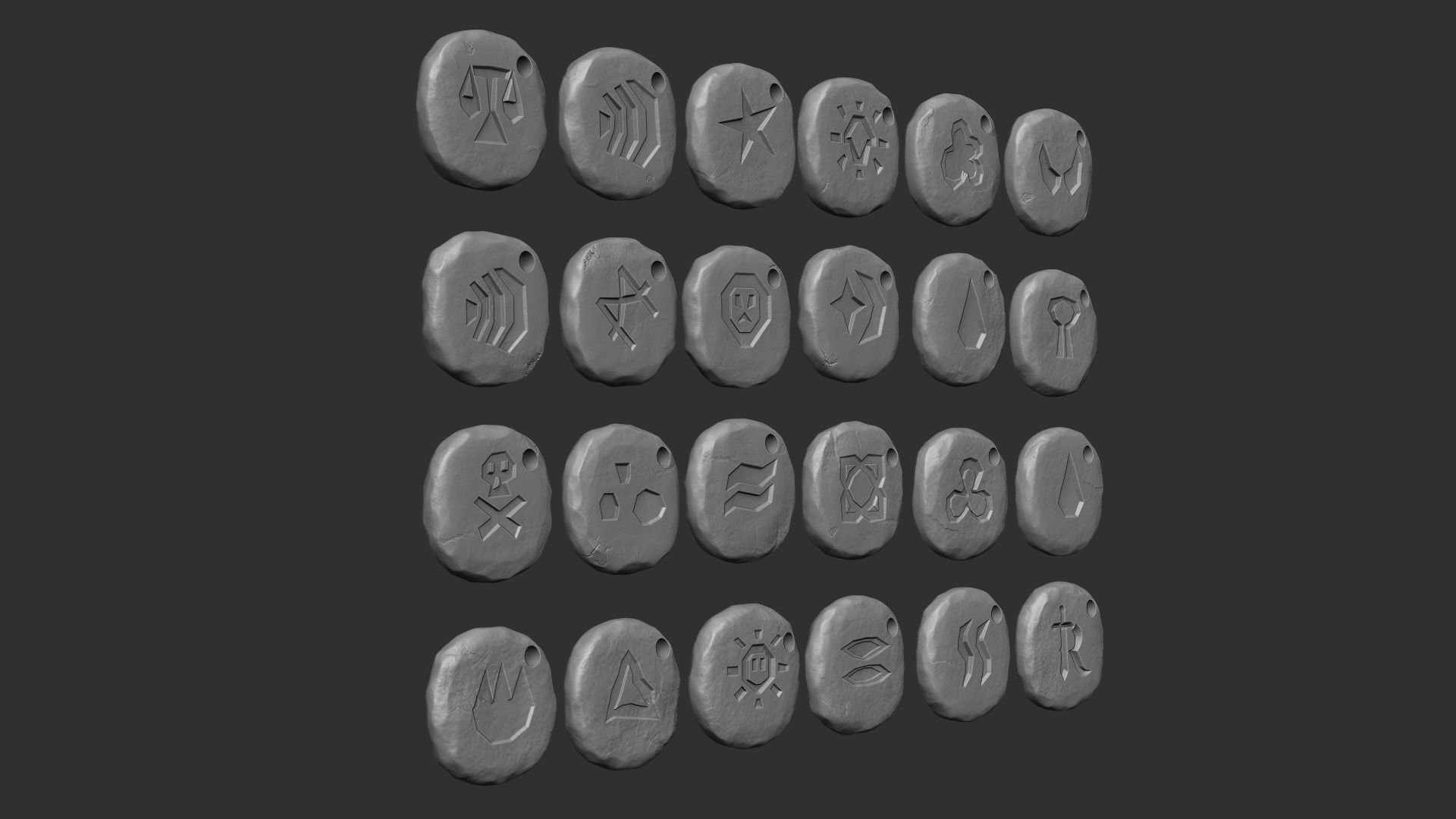 Runescape Pack - ALL Runes - STL Keychain 3D Model Collection_3